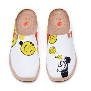 Womens Shoes - work a few times.  Canvas Slipper Mules Popping Happiness 2